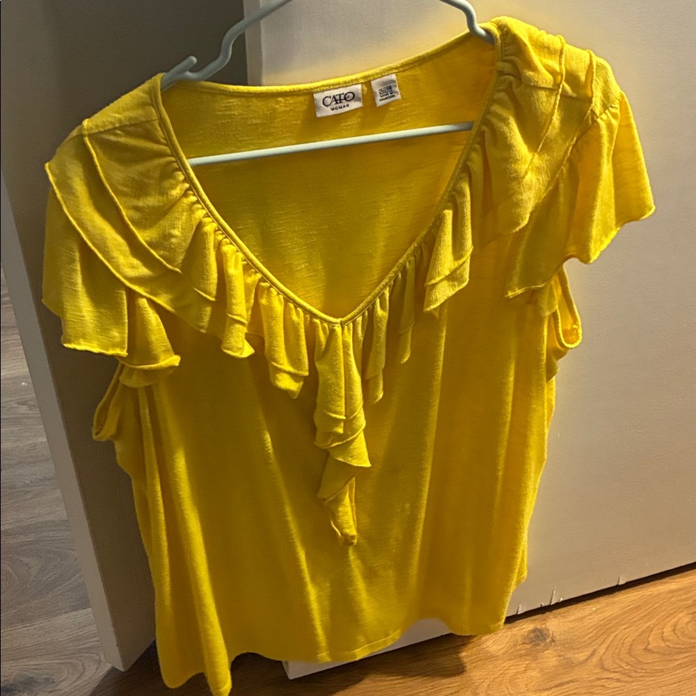 Cato Vibrant Yellow Ruffle Blouse